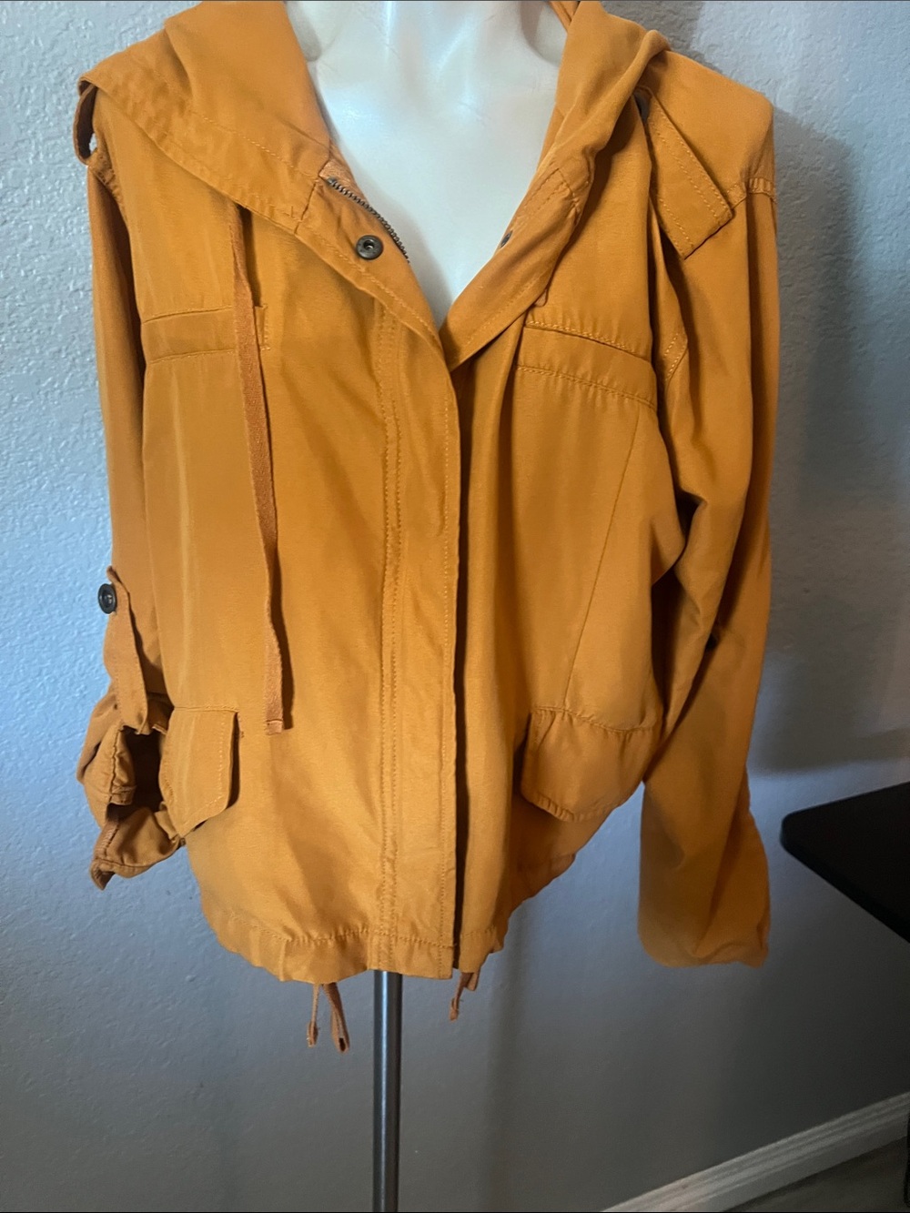 Forever 21 Mustard Yellow Hooded Utility Jacket